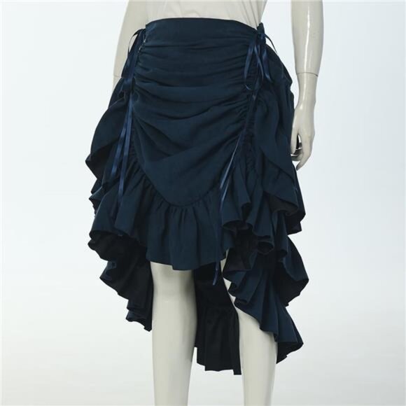 Women's Victorian Steampunk Skirt Costume Blue2 - Picture 3 of 4